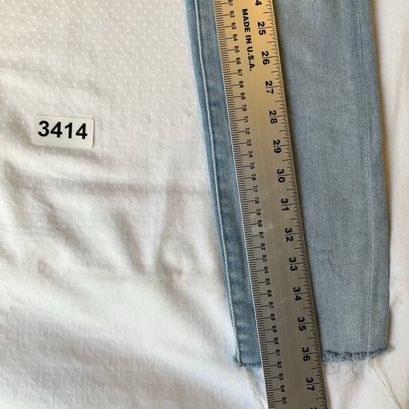 Express Women Skinny Jeans size 8/R Light Blue Mid Rise Stretch Frayed - Picture 3 of 13